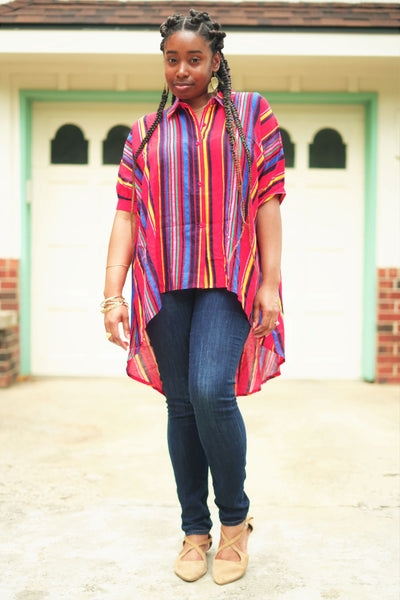 Colorful Candy Stripe High-Low Top