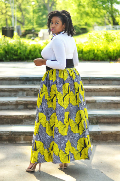 Showstopper Yellow Ankara Print Maxi Skirt