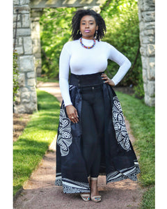 Showstopper Black Ankara Print Maxi Skirt