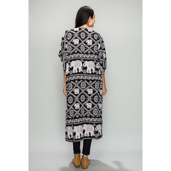 Elephant Print Boho Kimono-Cardigans & Kimonos-Coy Lifestyle