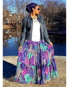 Floral Printed Pleated Chiffon Skirt